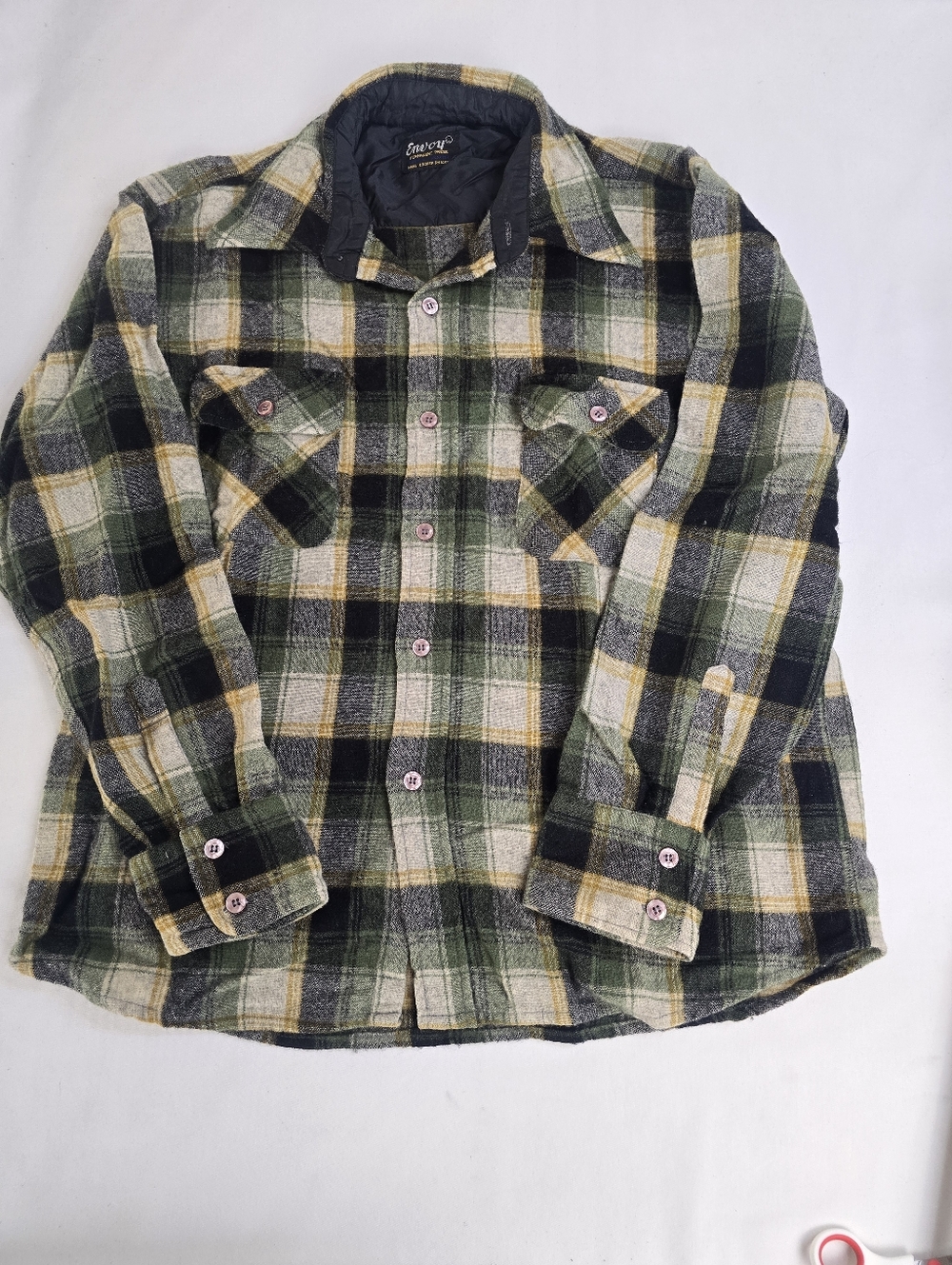 Vintage 60's Envoy Flannel Wool Blend Button Up Shirt Shacket Korea Men's Large